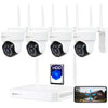 10CH 4K Wi-Fi NVR with 500GB Hard Drive and 4pcs 3MP Pan Tilt Wi-Fi Rotaing Spotlight Cameras with 2-Way Audio, Color Night Vision and Siren