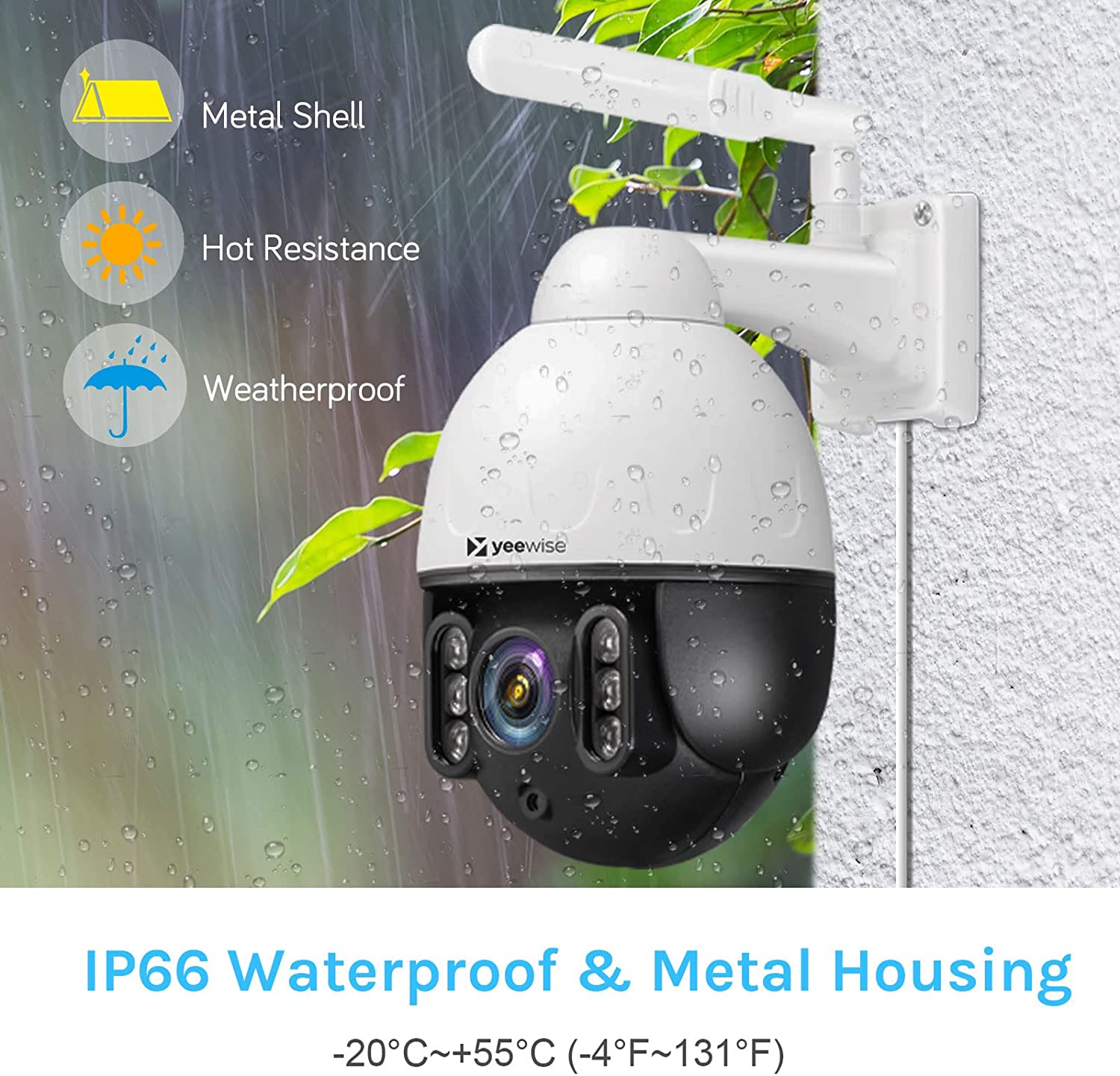 Rotating Security Camera Rounding 2K All-in-One Wireless Rotating Security Camera System with 12