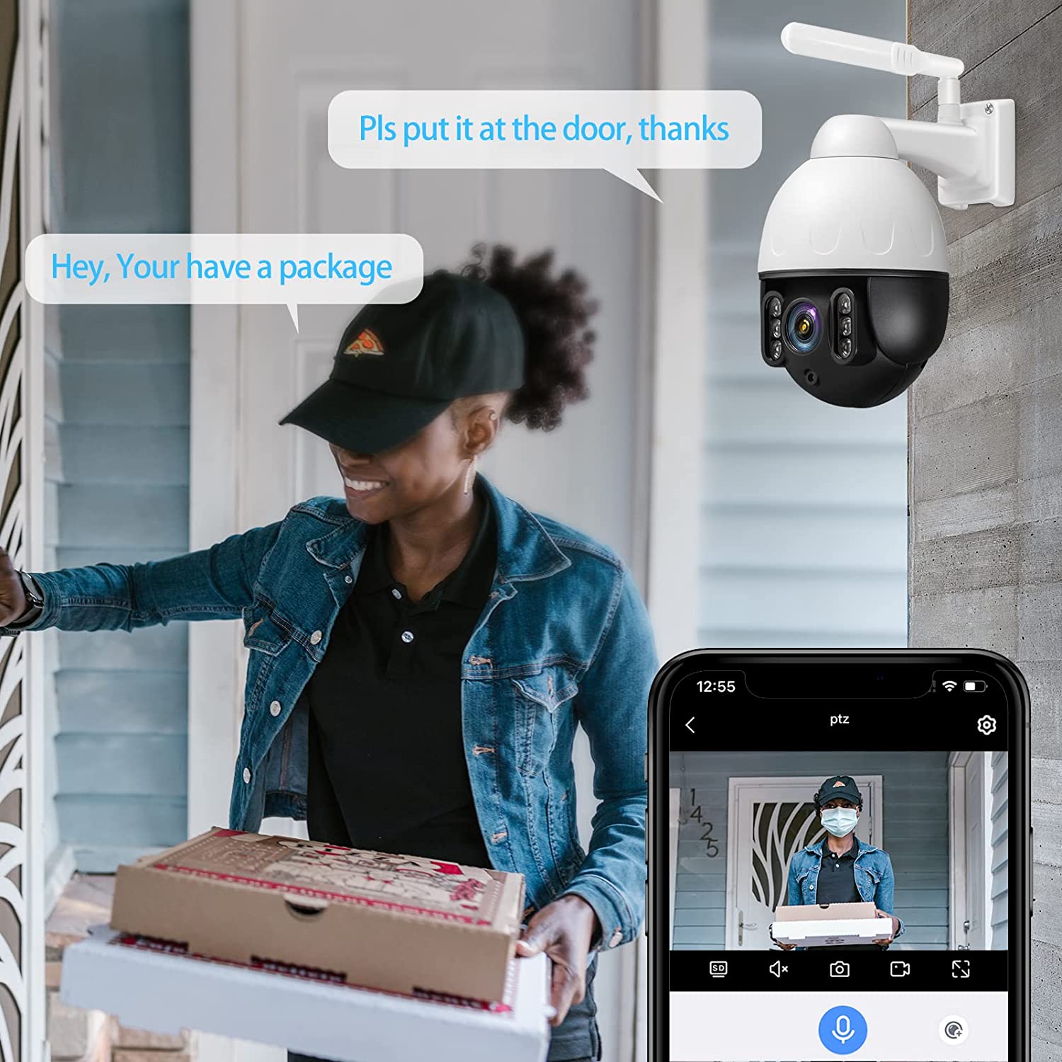 Rotating Security Camera Rounding 2K All-in-One Wireless Rotating Security Camera System with 12