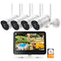 2K All-in-One Wireless Security Camera System with 12” HD Monitor Built-in 8CH 5MP NVR & 4pcs Rotating WiFi Cameras