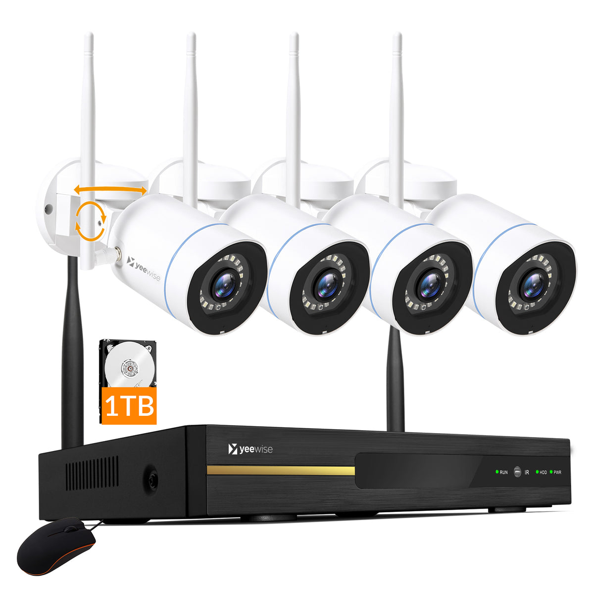 2K Pan Tilt Wireless Security Camera System with Color Night Vision ...